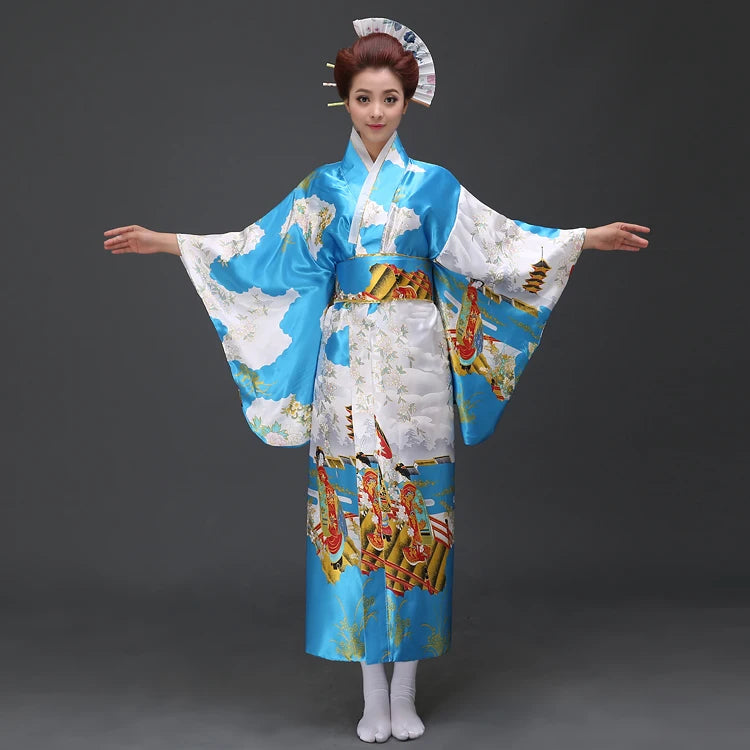 kawaiies-softtoys-plushies-kawaii-plush-Long Traditional Japanese-themed Cloudy Women's Kimono Apparel Sky Blue 