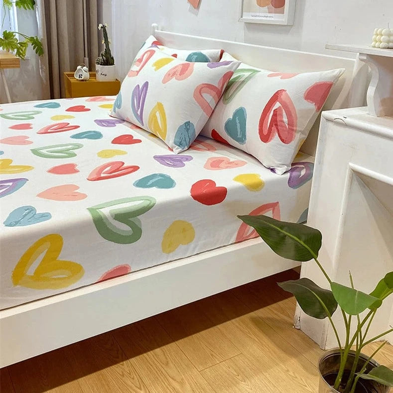 kawaiies-softtoys-plushies-kawaii-plush-Love Heart Bedsheet & Pillowcases Bedding Sets 