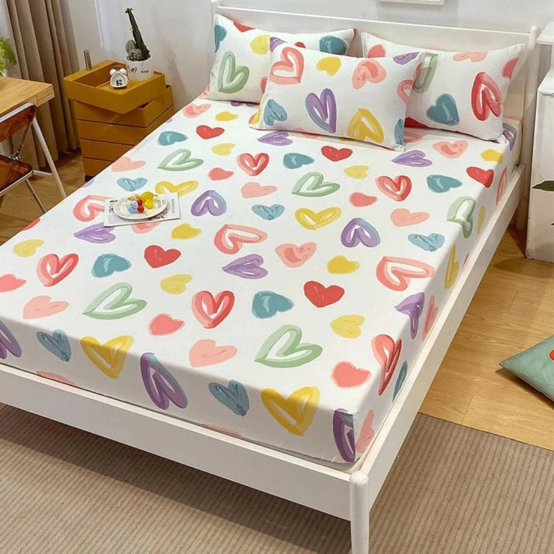 kawaiies-softtoys-plushies-kawaii-plush-Love Heart Bedsheet & Pillowcases Bedding Sets 