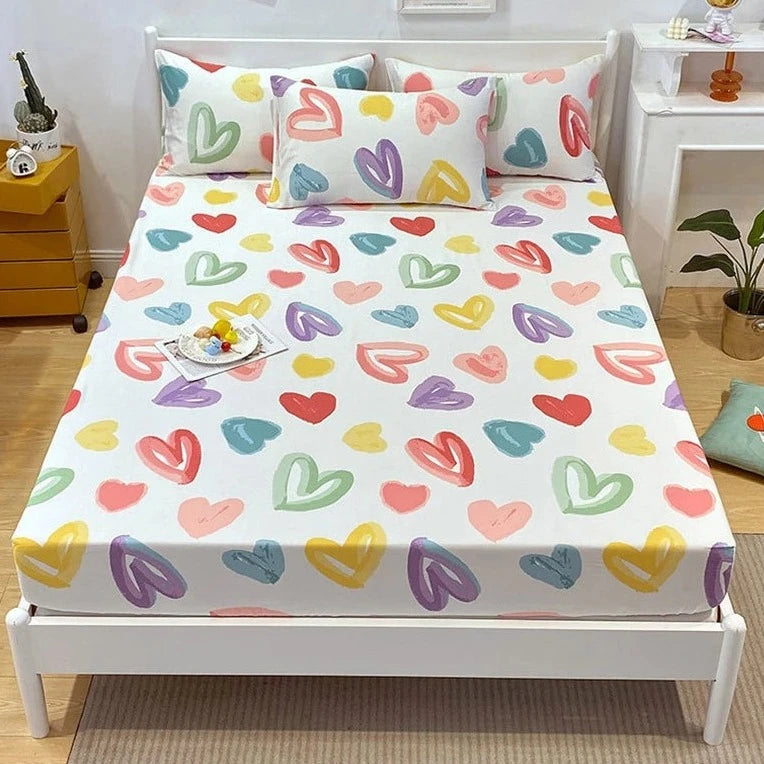 kawaiies-softtoys-plushies-kawaii-plush-Love Heart Bedsheet & Pillowcases Bedding Sets 