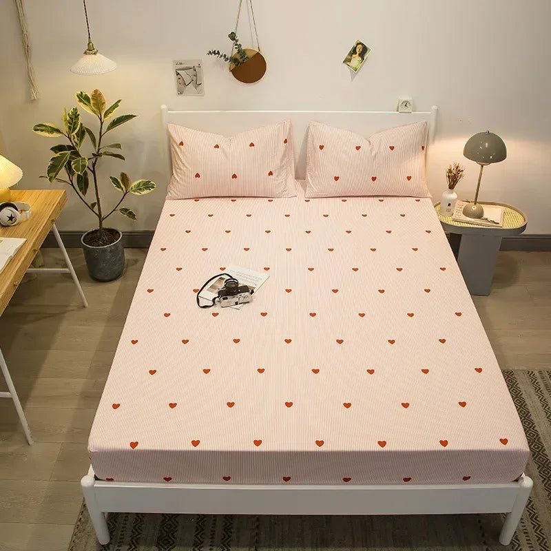 kawaiies-softtoys-plushies-kawaii-plush-Love Heart Bedsheet & Pillowcases Bedding Sets Pink Single 3 pcs 