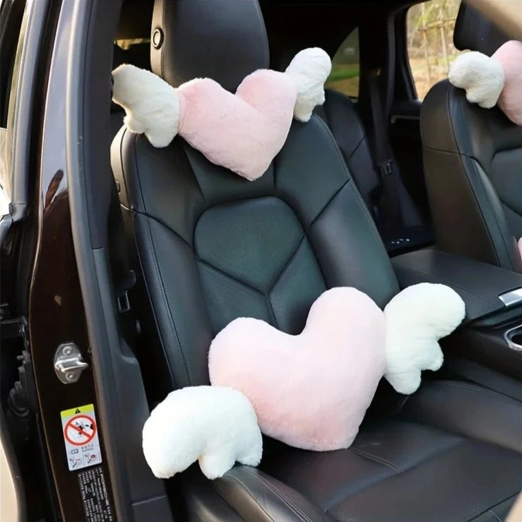 kawaiies-softtoys-plushies-kawaii-plush-Love Heart Wings Car Head Rest Plush Pillow Car 