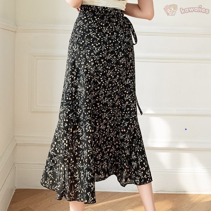 kawaiies-softtoys-plushies-kawaii-plush-Lovely Floral Midi Wrap Skirt Apparel 