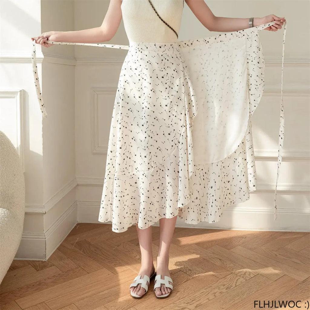 kawaiies-softtoys-plushies-kawaii-plush-Lovely Floral Midi Wrap Skirt Apparel White Star 