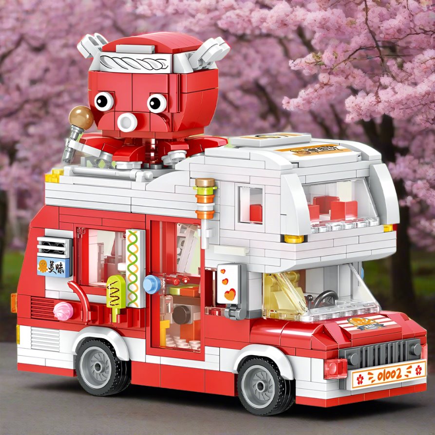 kawaiies-softtoys-plushies-kawaii-plush-Micro Takoyaki Octopus Balls Vroom Yatai Food Van Building Sets Build it 