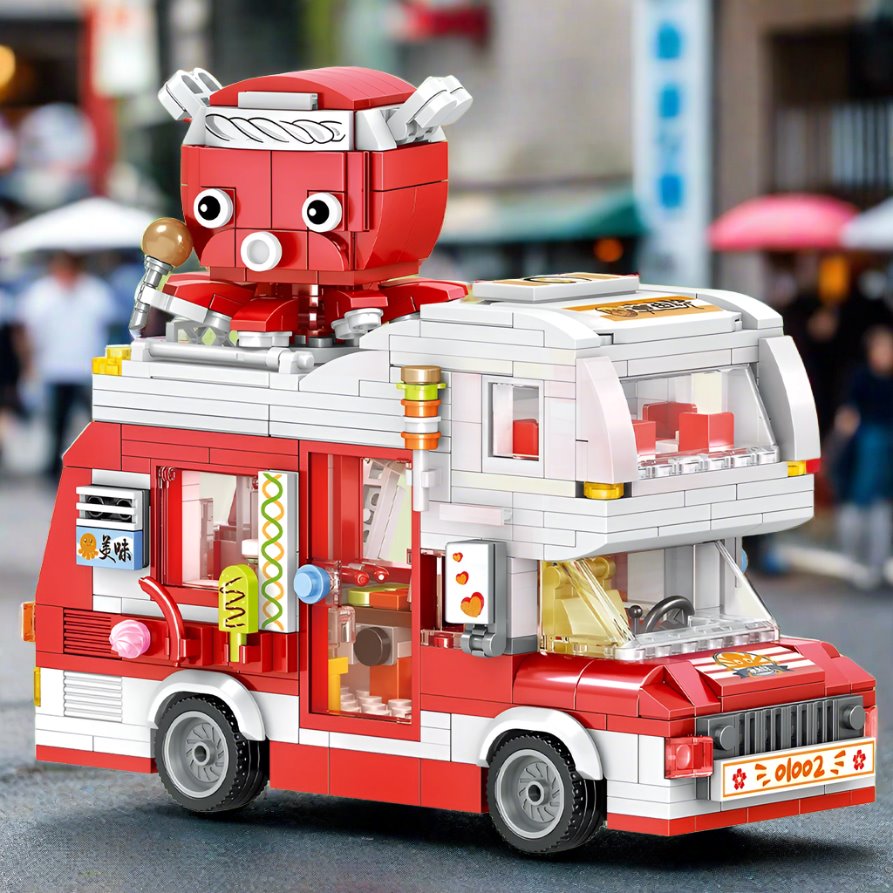 kawaiies-softtoys-plushies-kawaii-plush-Micro Takoyaki Octopus Balls Vroom Yatai Food Van Building Sets Build it 