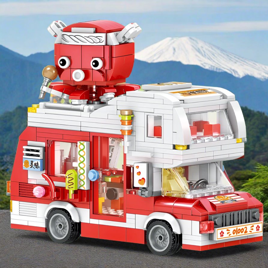 kawaiies-softtoys-plushies-kawaii-plush-Micro Takoyaki Octopus Balls Vroom Yatai Food Van Building Sets Build it 