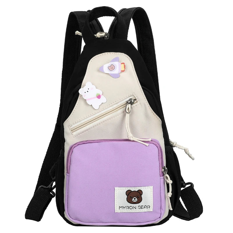 kawaiies-softtoys-plushies-kawaii-plush-Myron Bear Colour Block Mini Backpack Apparel Black 