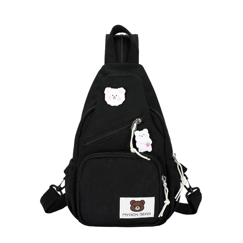 kawaiies-softtoys-plushies-kawaii-plush-Myron Bear Colour Block Mini Backpack Apparel Plain Black 