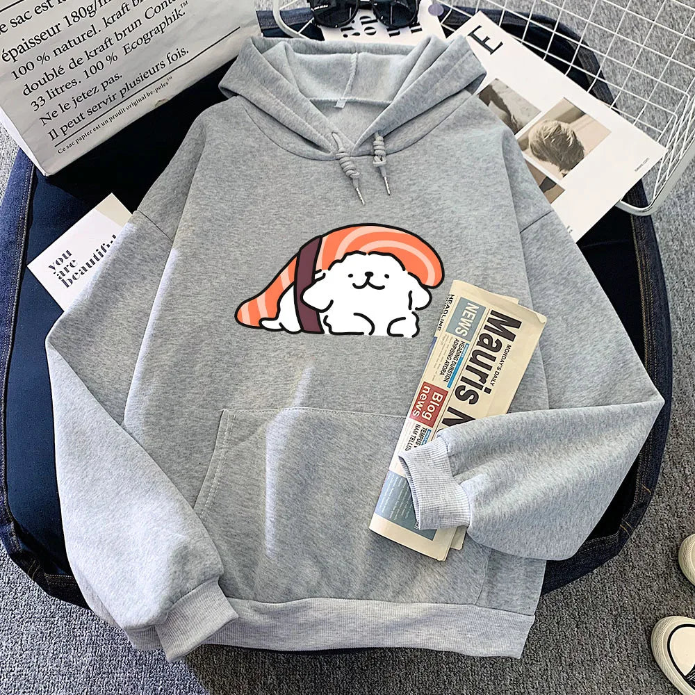 kawaiies-softtoys-plushies-kawaii-plush-Nigiri Sushi Luckie the Dog Unisex Hoodie Apparel Gray XXXL 