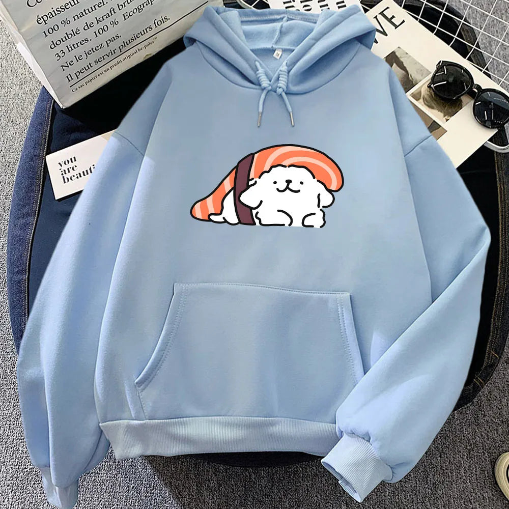 kawaiies-softtoys-plushies-kawaii-plush-Nigiri Sushi Luckie the Dog Unisex Hoodie Apparel Light Blue L 