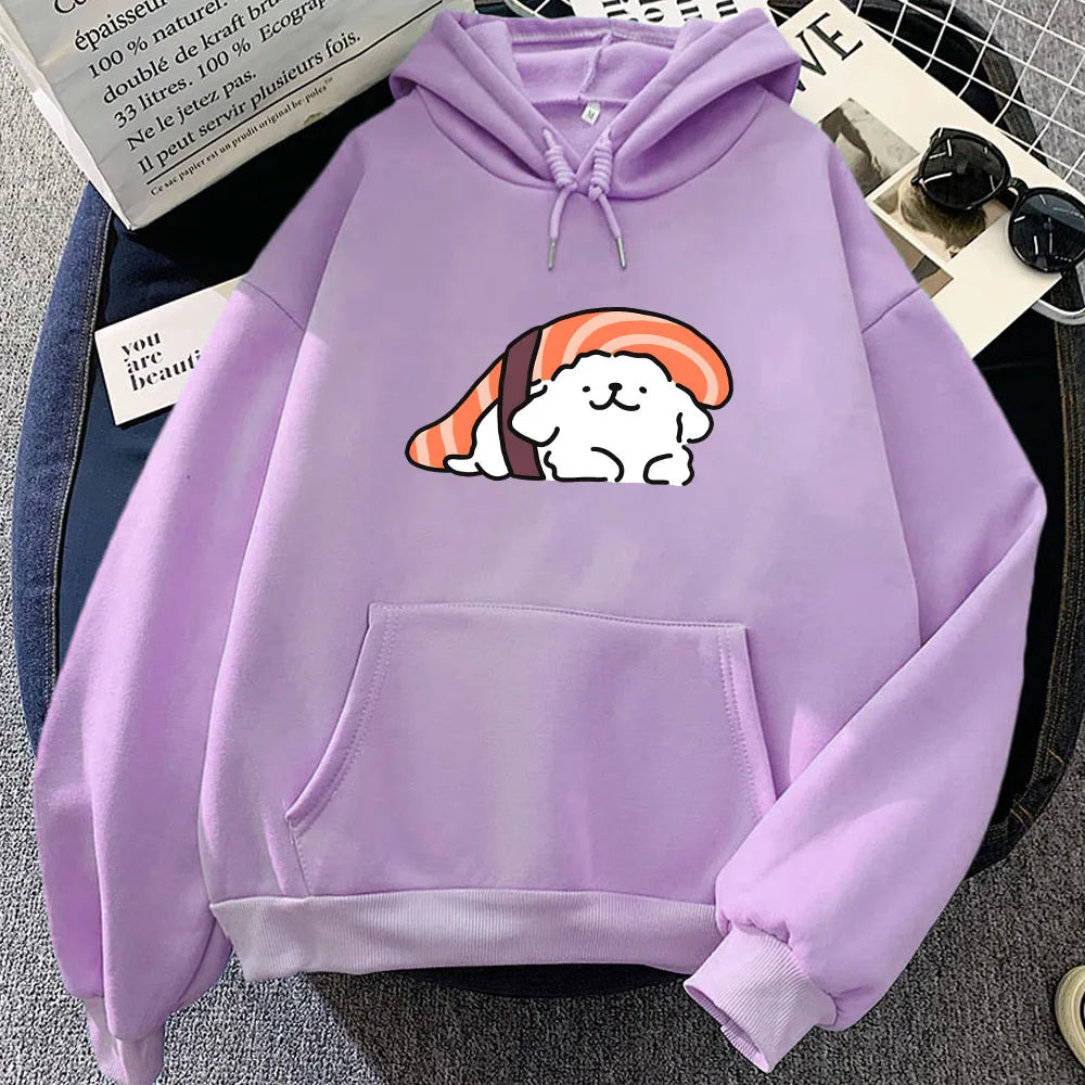 kawaiies-softtoys-plushies-kawaii-plush-Nigiri Sushi Luckie the Dog Unisex Hoodie Apparel Light Purple XXXL 