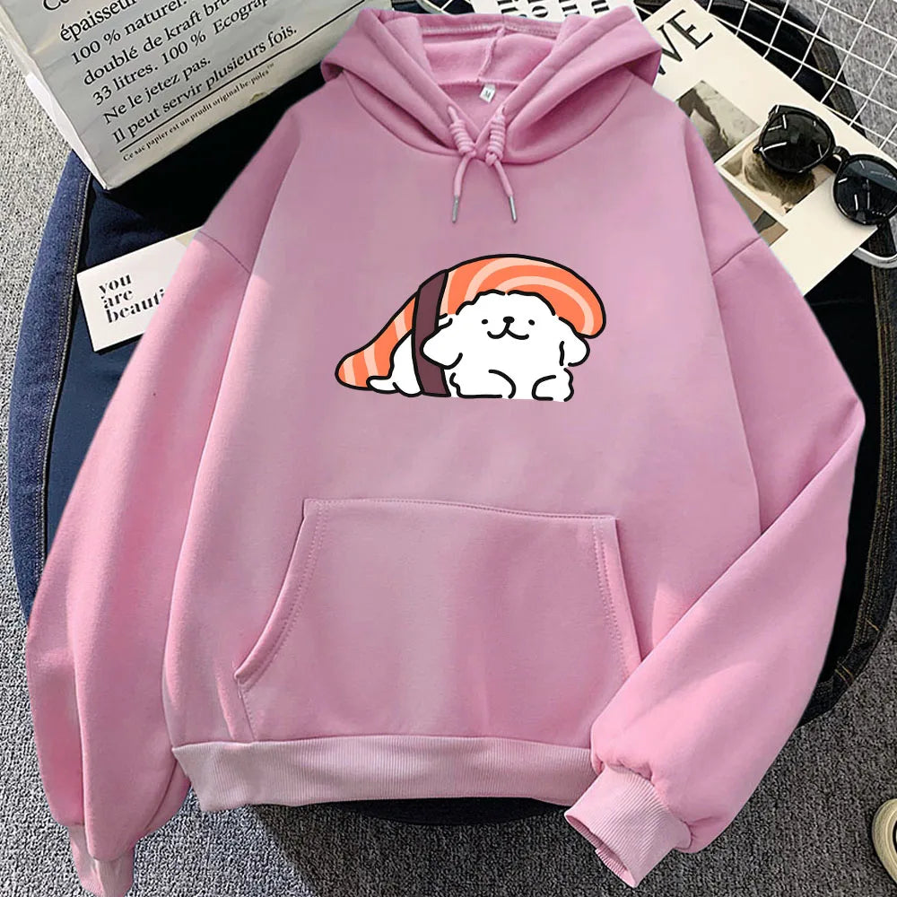 kawaiies-softtoys-plushies-kawaii-plush-Nigiri Sushi Luckie the Dog Unisex Hoodie Apparel Pink XL 