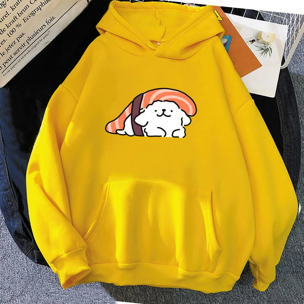 kawaiies-softtoys-plushies-kawaii-plush-Nigiri Sushi Luckie the Dog Unisex Hoodie Apparel Yellow XXXL 