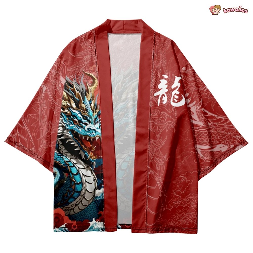 kawaiies-softtoys-plushies-kawaii-plush-Ocean Dragon Red Unisex Kimono Kimono 