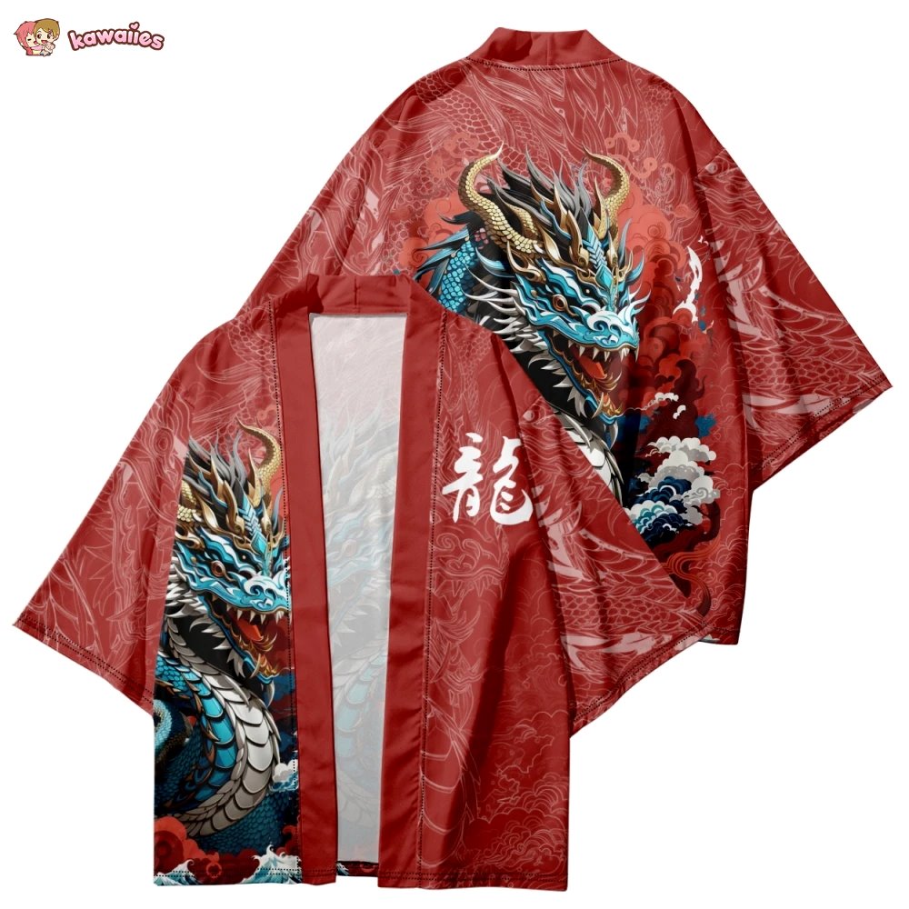 kawaiies-softtoys-plushies-kawaii-plush-Ocean Dragon Red Unisex Kimono Kimono 