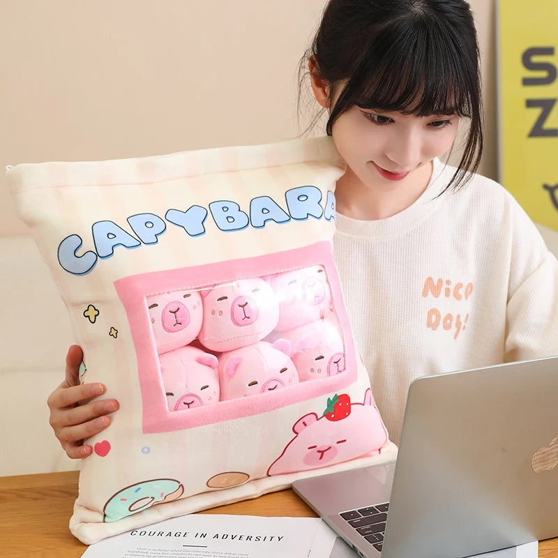 kawaiies-softtoys-plushies-kawaii-plush-Pink Brown Capybara Candy Bag Plushies Soft toy 