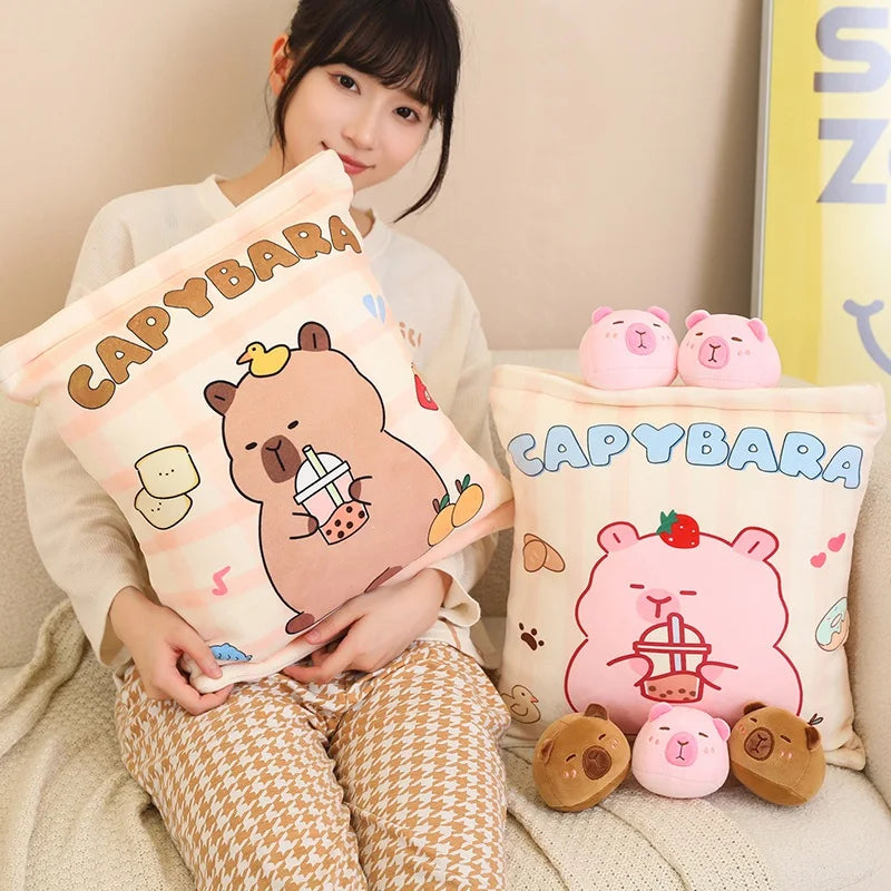 kawaiies-softtoys-plushies-kawaii-plush-Pink Brown Capybara Candy Bag Plushies Soft toy 