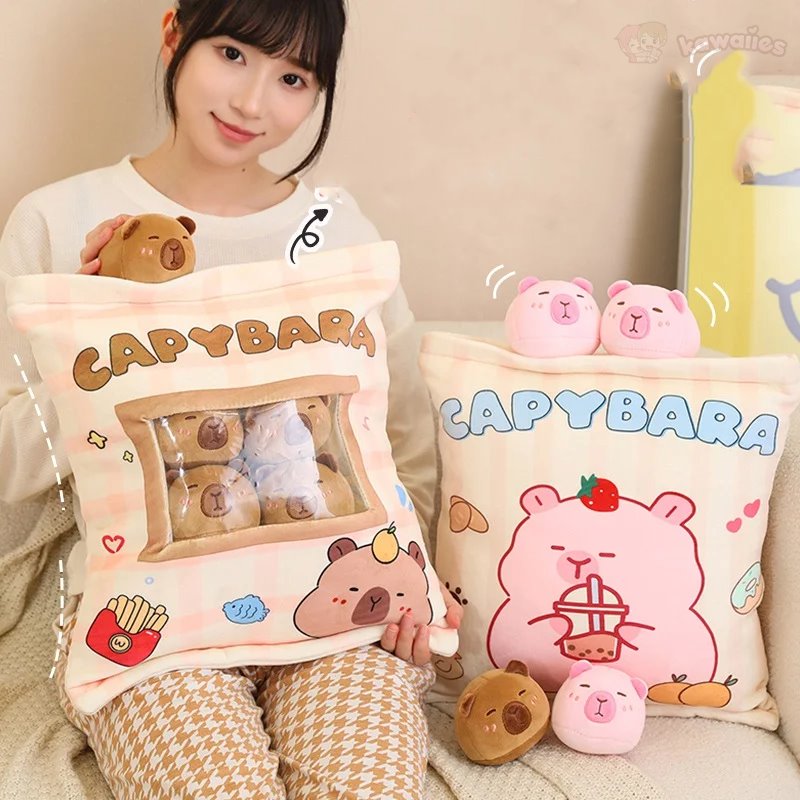 kawaiies-softtoys-plushies-kawaii-plush-Pink Brown Capybara Candy Bag Plushies Soft toy 