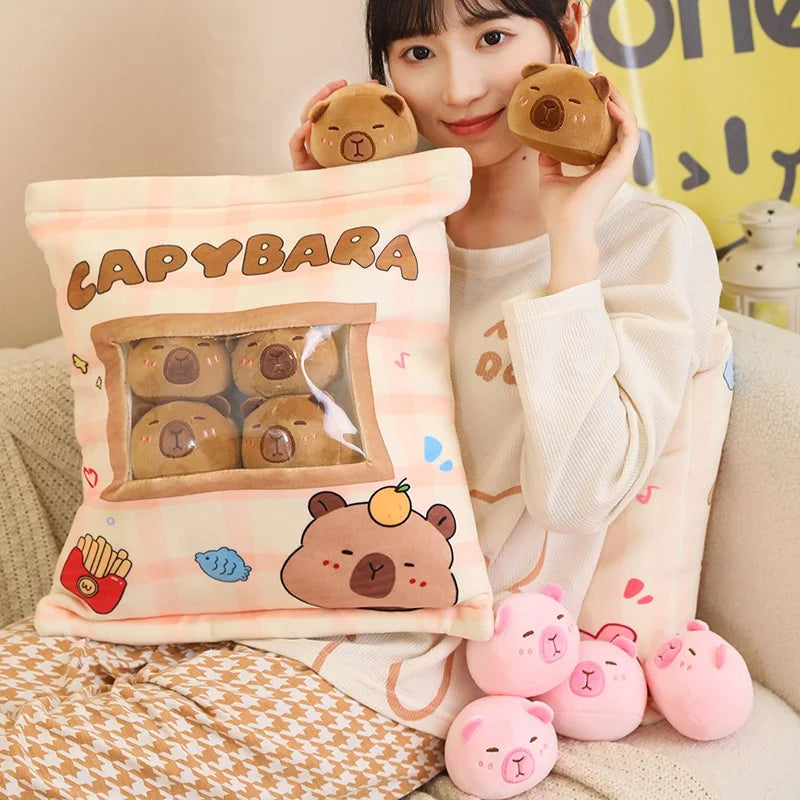 kawaiies-softtoys-plushies-kawaii-plush-Pink Brown Capybara Candy Bag Plushies Soft toy 