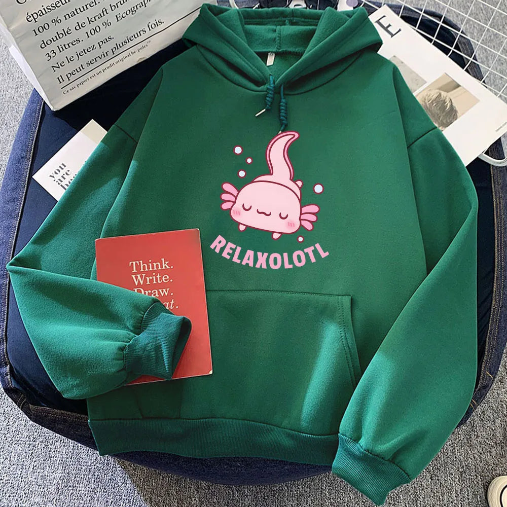 kawaiies-softtoys-plushies-kawaii-plush-Pink Chilling Axolotl Unisex Hoodies Hoodies Green XS 