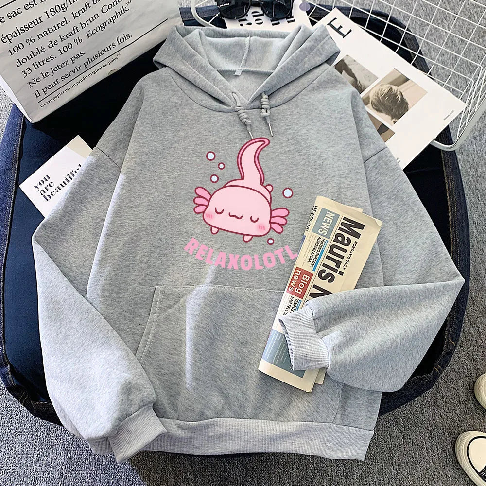 kawaiies-softtoys-plushies-kawaii-plush-Pink Chilling Axolotl Unisex Hoodies Hoodies Grey XS 