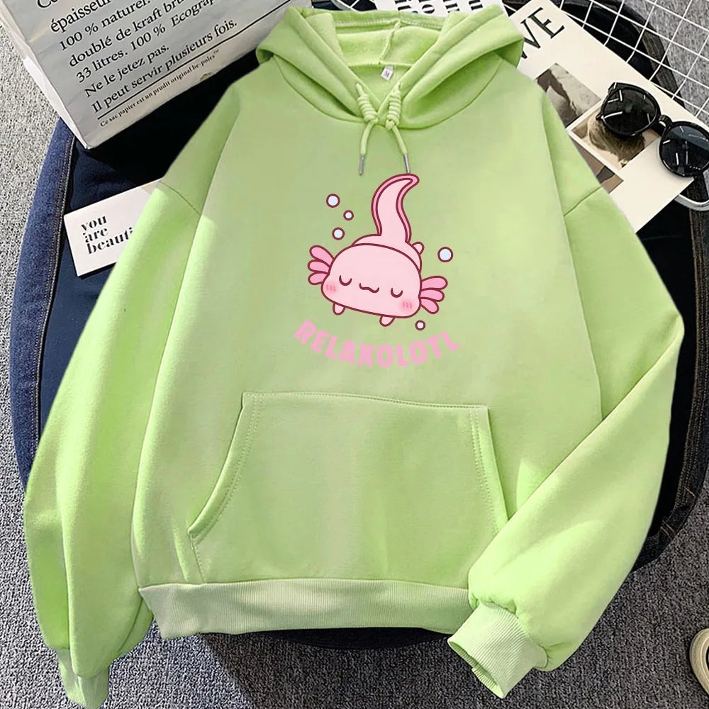 kawaiies-softtoys-plushies-kawaii-plush-Pink Chilling Axolotl Unisex Hoodies Hoodies Lime XS 