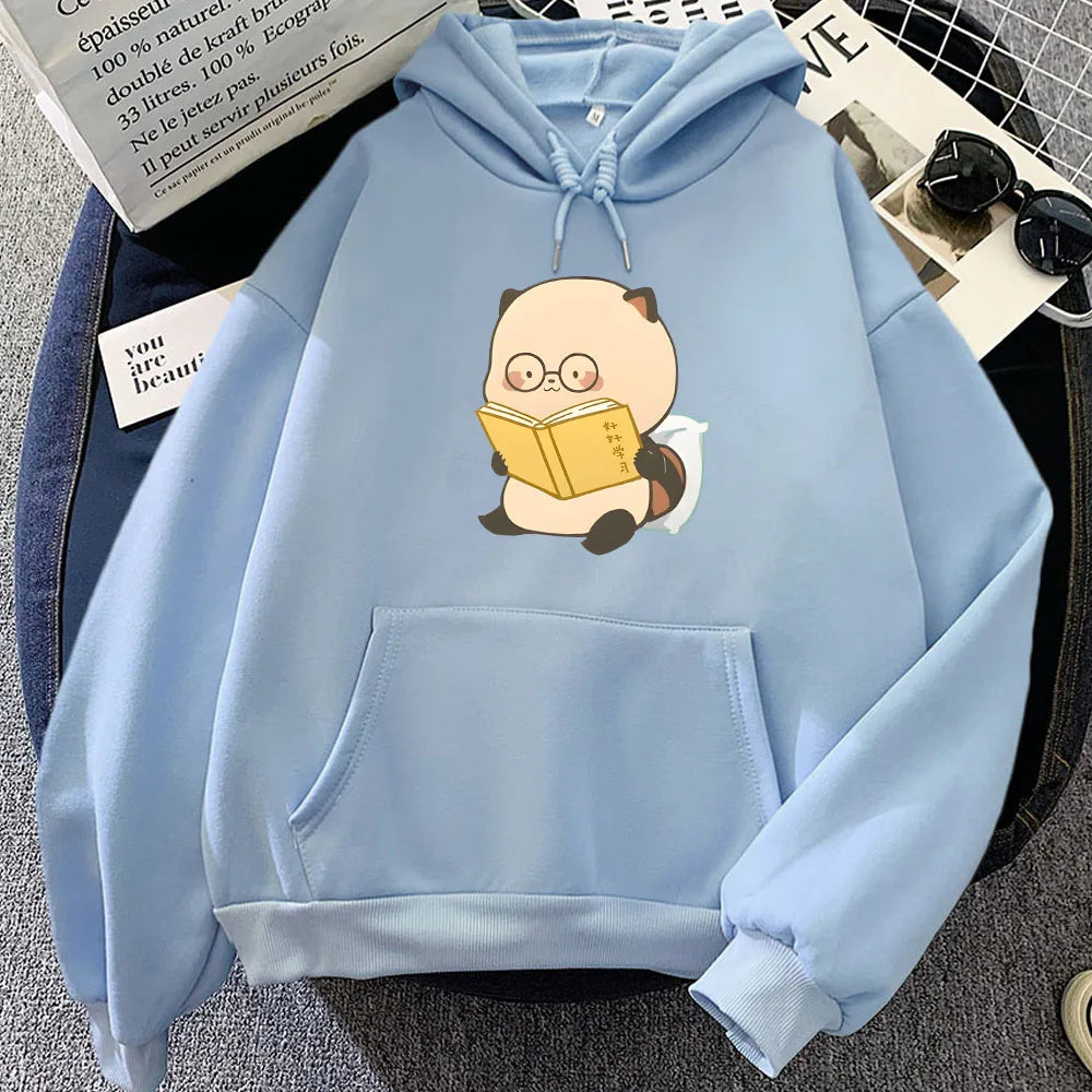 kawaiies-softtoys-plushies-kawaii-plush-Raccoon Reading Book Unisex Hoodie Apparel Sky Blue XS 