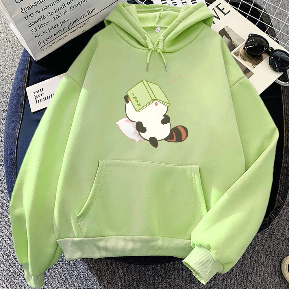 kawaiies-softtoys-plushies-kawaii-plush-Raccoon Sleeping and Studying Unisex Hoodies Apparel 