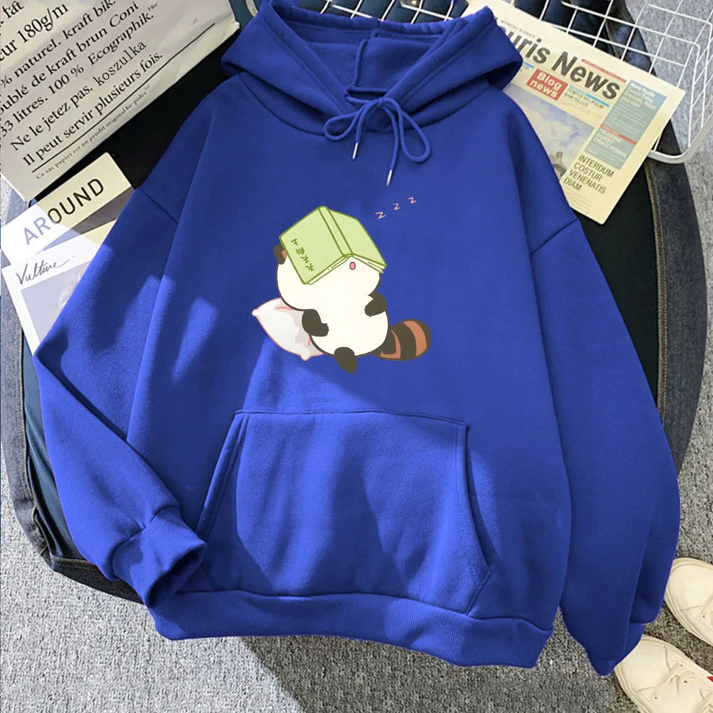 kawaiies-softtoys-plushies-kawaii-plush-Raccoon Sleeping and Studying Unisex Hoodies Apparel Blue XS 