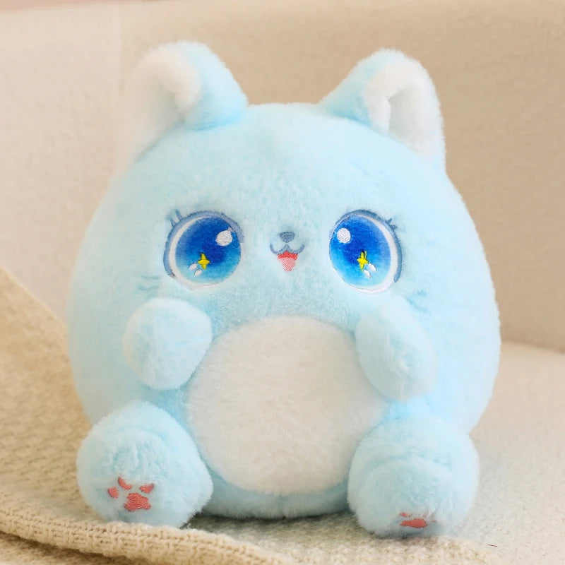 kawaiies-softtoys-plushies-kawaii-plush-Rainbow Fluffy Cat Squad Ball Plushies Soft toy Blue 10in / 25cm 