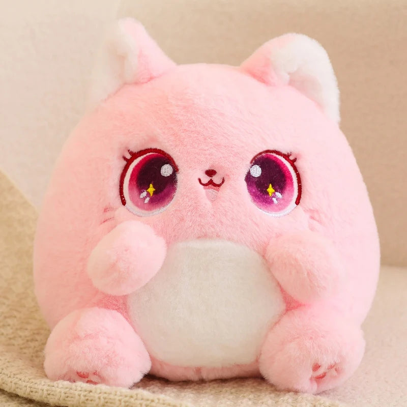 kawaiies-softtoys-plushies-kawaii-plush-Rainbow Fluffy Cat Squad Ball Plushies Soft toy Pink 10in / 25cm 