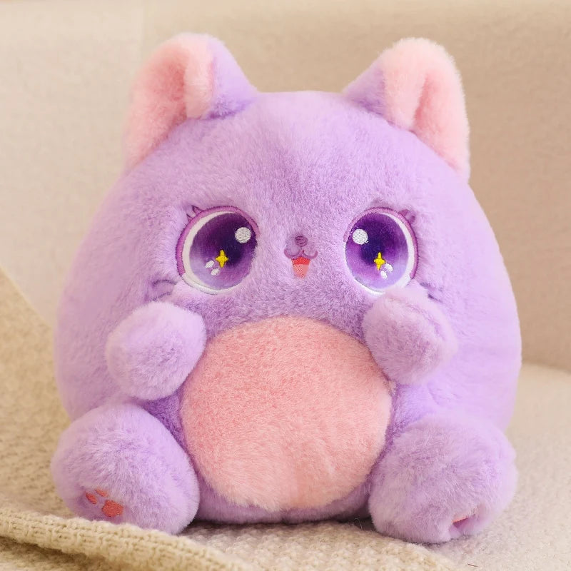 kawaiies-softtoys-plushies-kawaii-plush-Rainbow Fluffy Cat Squad Ball Plushies Soft toy Purple 10in / 25cm 