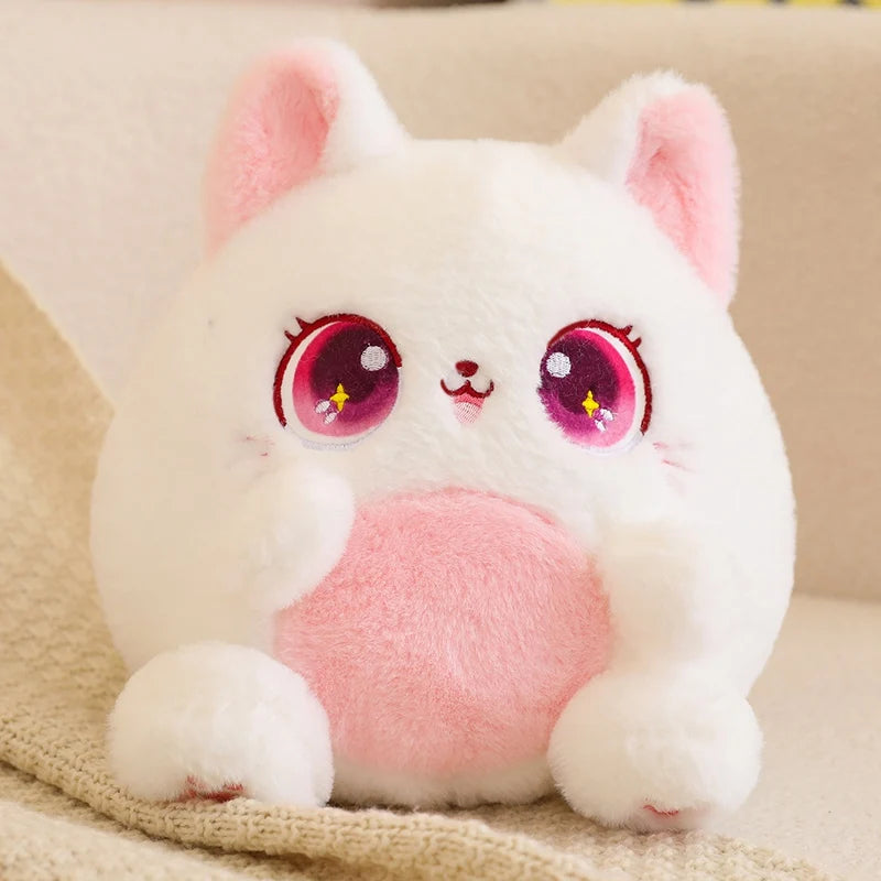 kawaiies-softtoys-plushies-kawaii-plush-Rainbow Fluffy Cat Squad Ball Plushies Soft toy White 10in / 25cm 