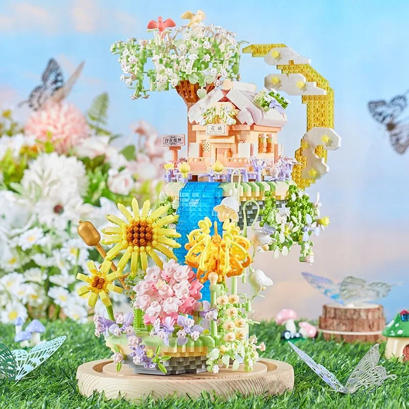 kawaiies-softtoys-plushies-kawaii-plush-Romantic Waterfall Orchard Villa Micro Building Blocks With Light Build it 