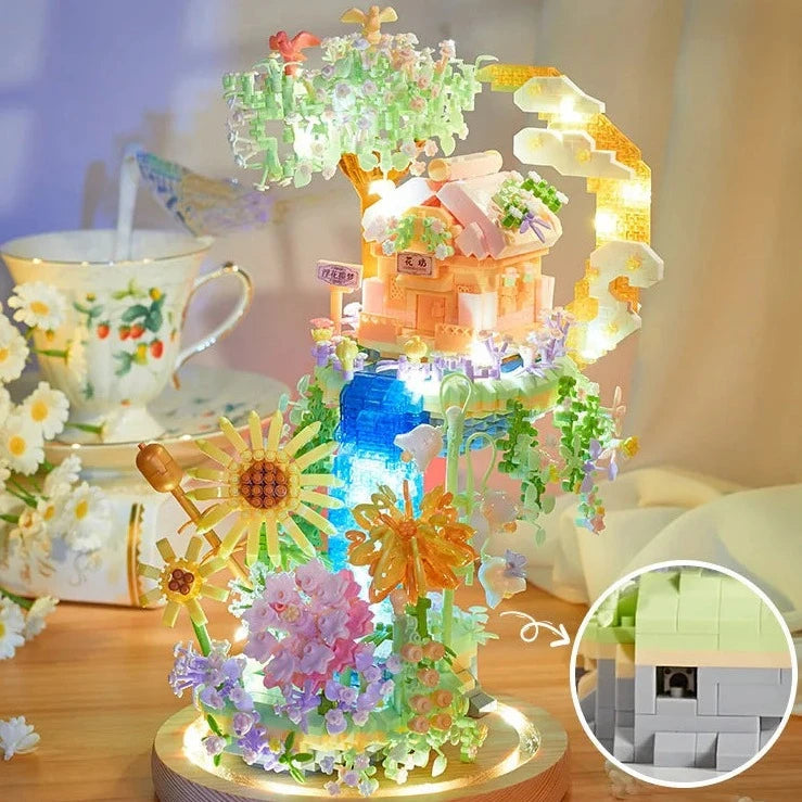 kawaiies-softtoys-plushies-kawaii-plush-Romantic Waterfall Orchard Villa Micro Building Blocks With Light Build it 