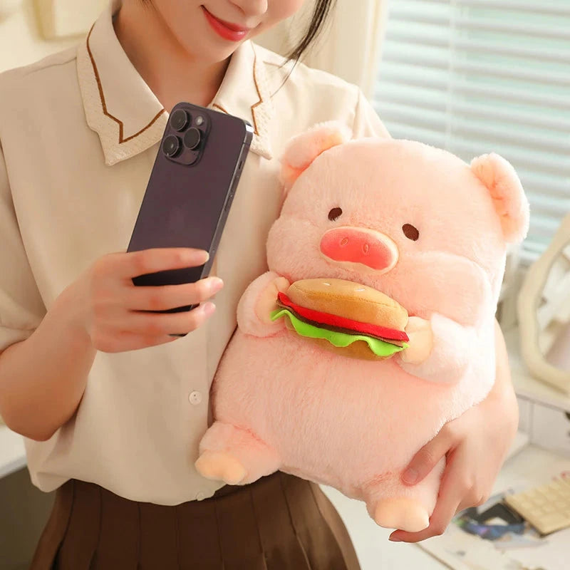 kawaiies-softtoys-plushies-kawaii-plush-Round Fluffy Chonky Piggy Plushie Soft toy Burger 30cm 