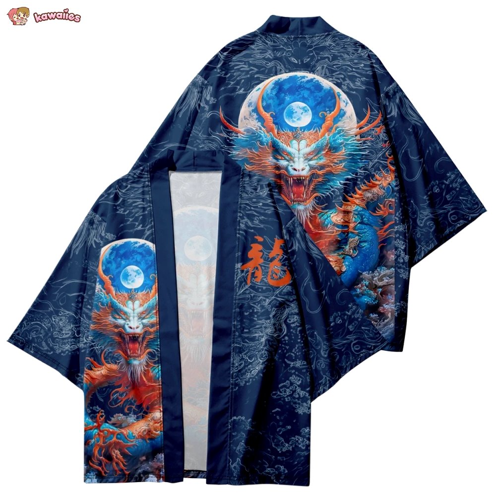 kawaiies-softtoys-plushies-kawaii-plush-Royal Blue Powerful Dragon Moon Unisex Kimono Kimono 