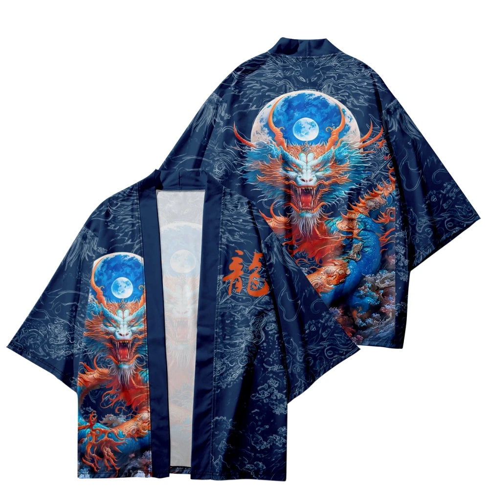 kawaiies-softtoys-plushies-kawaii-plush-Royal Blue Powerful Dragon Moon Unisex Kimono Kimono S 