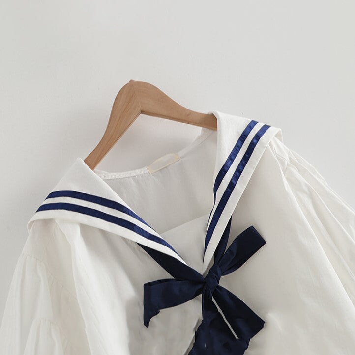 kawaiies-softtoys-plushies-kawaii-plush-Sailor Moon Inspired Collar White Blue College Shirt Tie Women's Top Apparel 