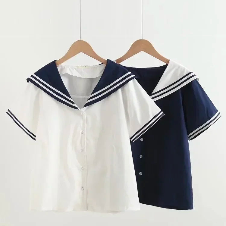 kawaiies-softtoys-plushies-kawaii-plush-Sailor Moon Inspired Collar White Navy College Women's Shirt Top Apparel 