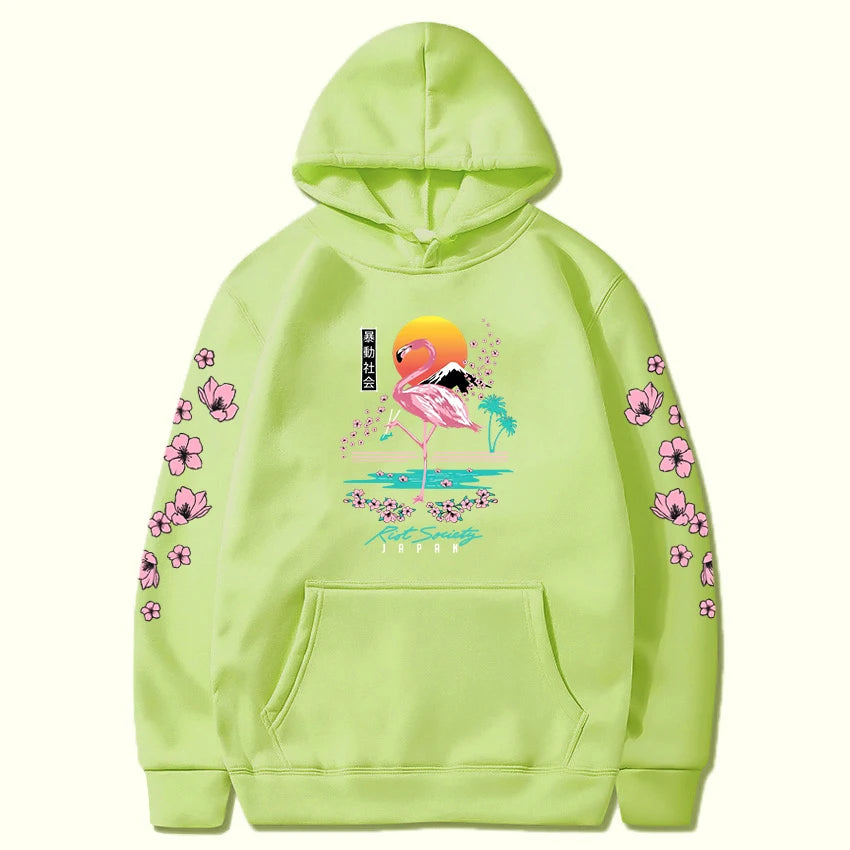 kawaiies-softtoys-plushies-kawaii-plush-Sakura Flamingo Sunset Unisex Hoodie Apparel LIme XXXL 