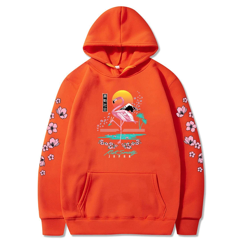 kawaiies-softtoys-plushies-kawaii-plush-Sakura Flamingo Sunset Unisex Hoodie Apparel Orange XXL 