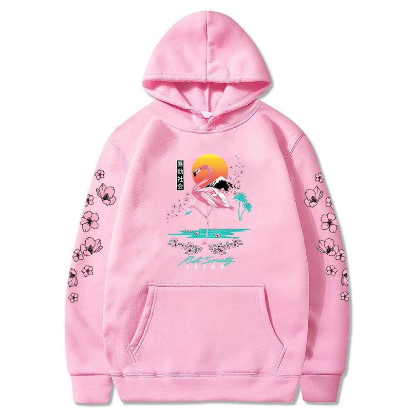 kawaiies-softtoys-plushies-kawaii-plush-Sakura Flamingo Sunset Unisex Hoodie Apparel Pink XXXL 