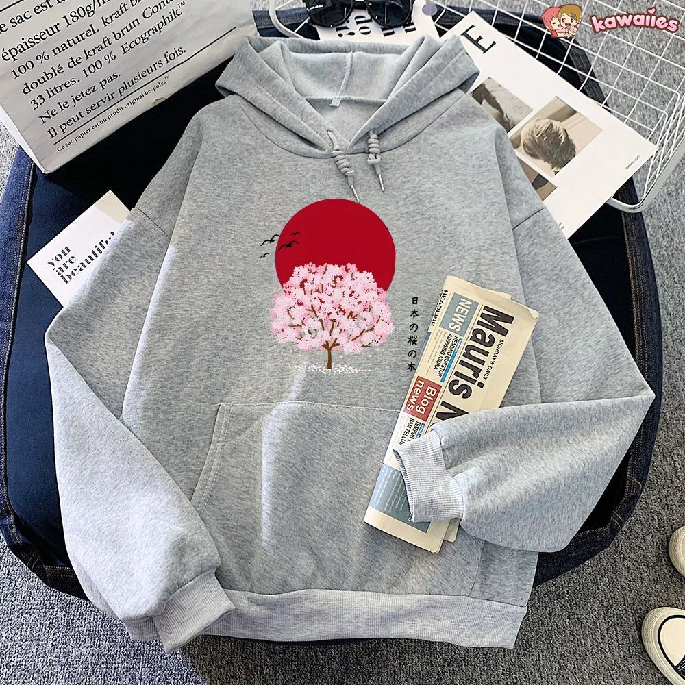 kawaiies-softtoys-plushies-kawaii-plush-Sakura Tree Blood Red Moon Unisex Hoodie Apparel 