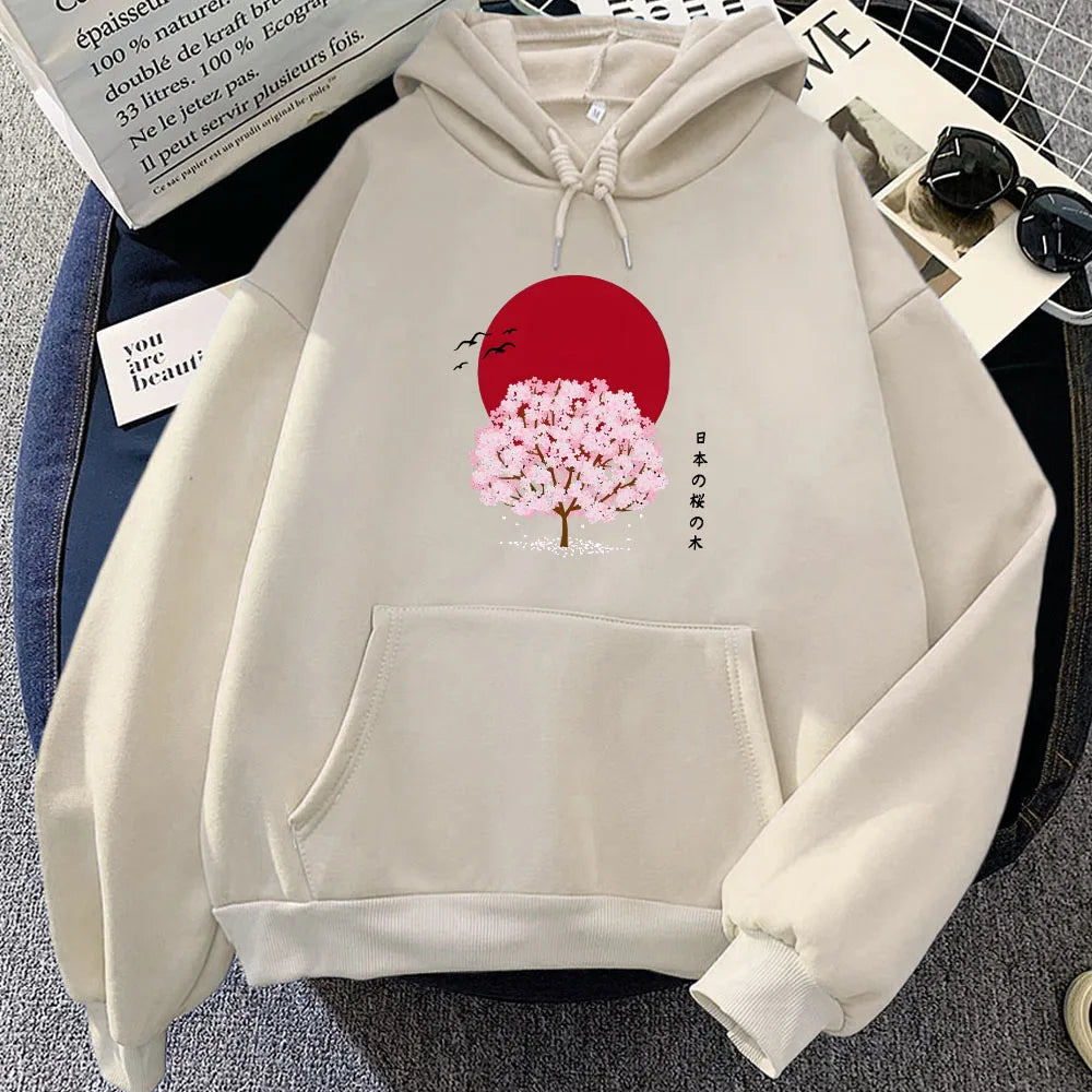 kawaiies-softtoys-plushies-kawaii-plush-Sakura Tree Blood Red Moon Unisex Hoodie Apparel Cream XS 