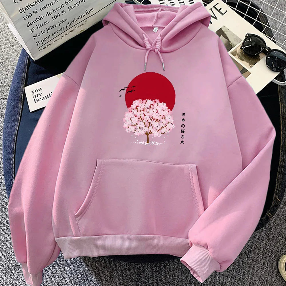 kawaiies-softtoys-plushies-kawaii-plush-Sakura Tree Blood Red Moon Unisex Hoodie Apparel Pink XS 