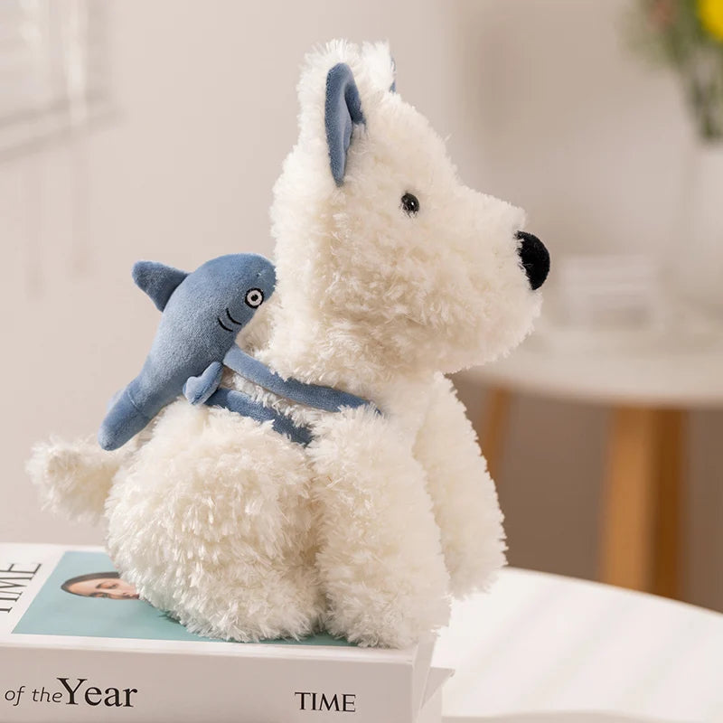 kawaiies-softtoys-plushies-kawaii-plush-Schnauzer Dog With Shark Bag Plush Soft toy Blue 25cm 