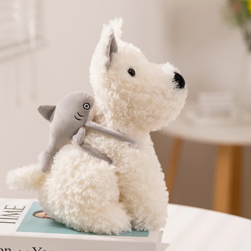 kawaiies-softtoys-plushies-kawaii-plush-Schnauzer Dog With Shark Bag Plush Soft toy Gray 25cm 