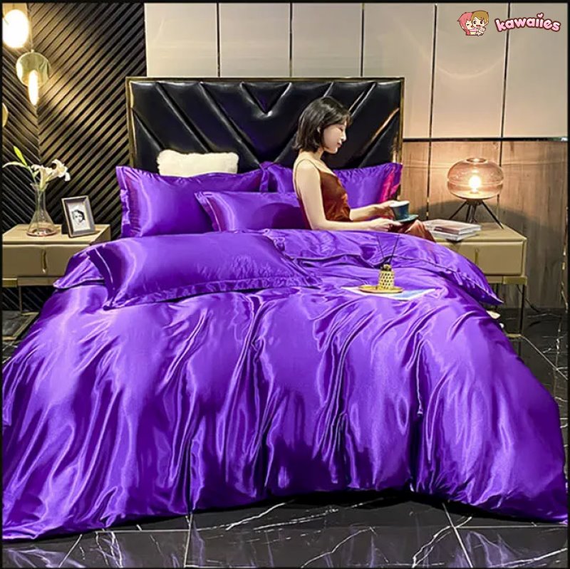 kawaiies-softtoys-plushies-kawaii-plush-Shades of Purple Mulberry Silk Bedding Set Bedding Sets 